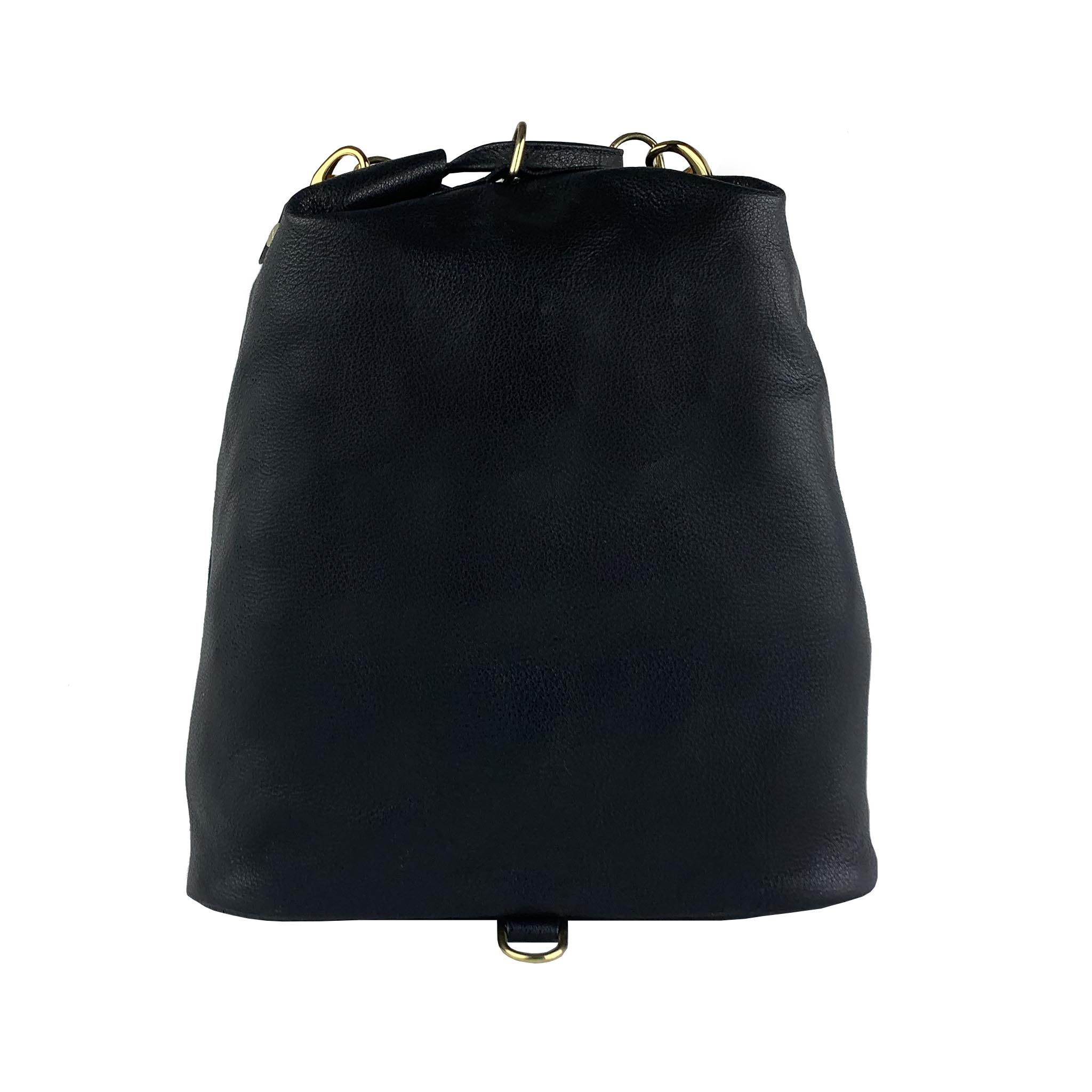 BLACK LEATHER WOMEN'S  STUDDED EIMER BUCKET PACK