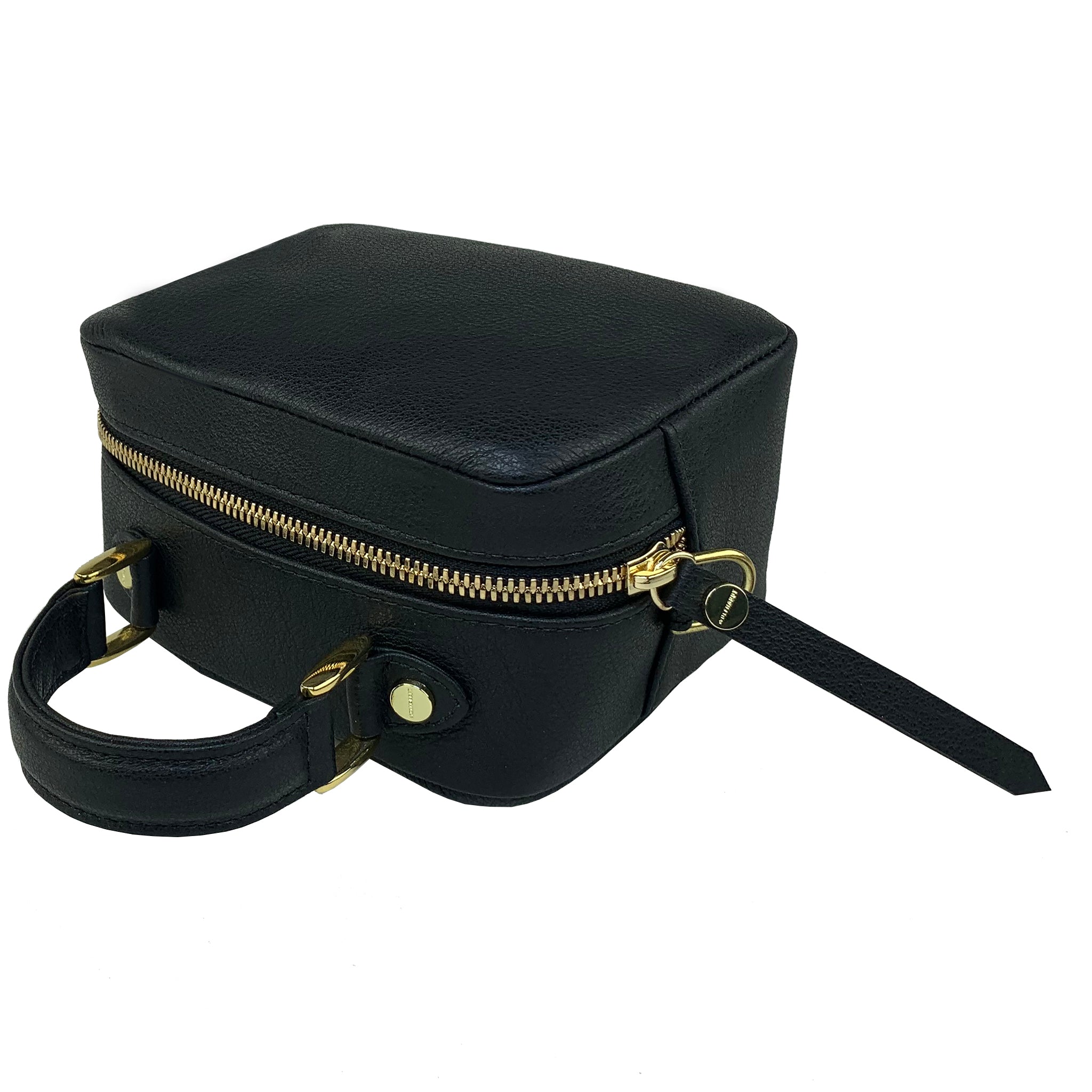 BLACK  LEATHER WOMEN'S STUDDED NIVEAU SQUARE CROSSBODY