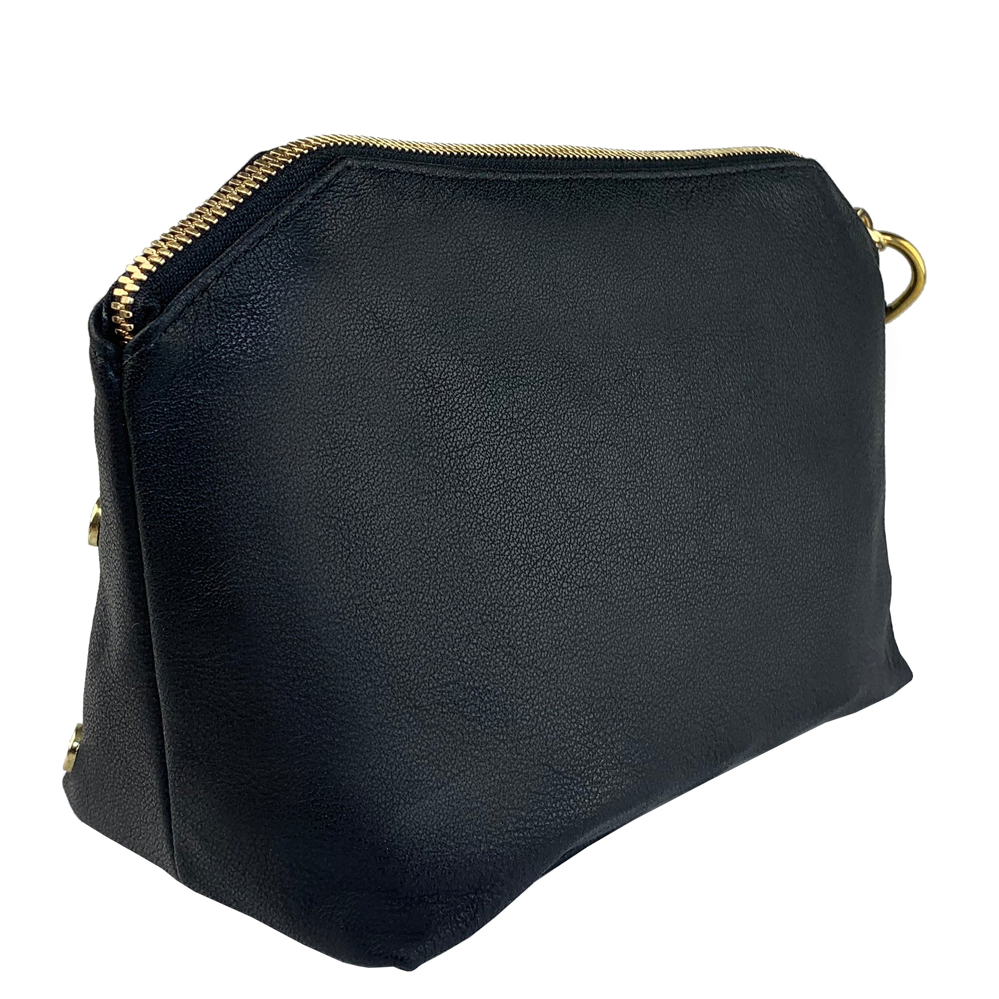 BLACK LEATHER WOMEN'S STUDDED EBEN CLUTCH