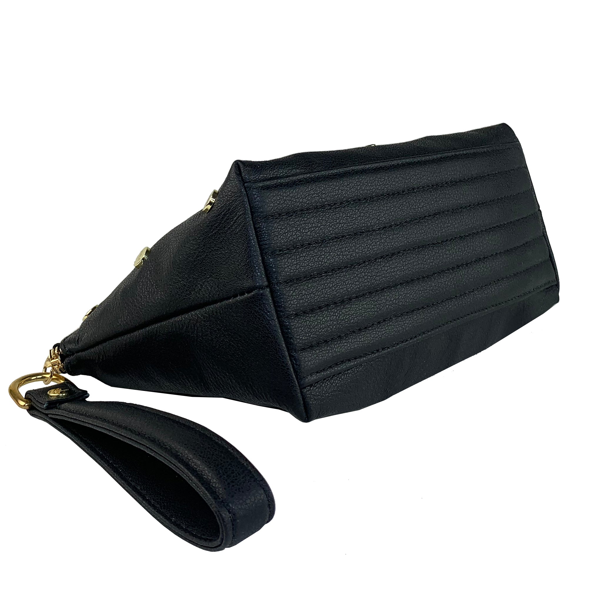 BLACK LEATHER WOMEN'S STUDDED EBEN CLUTCH