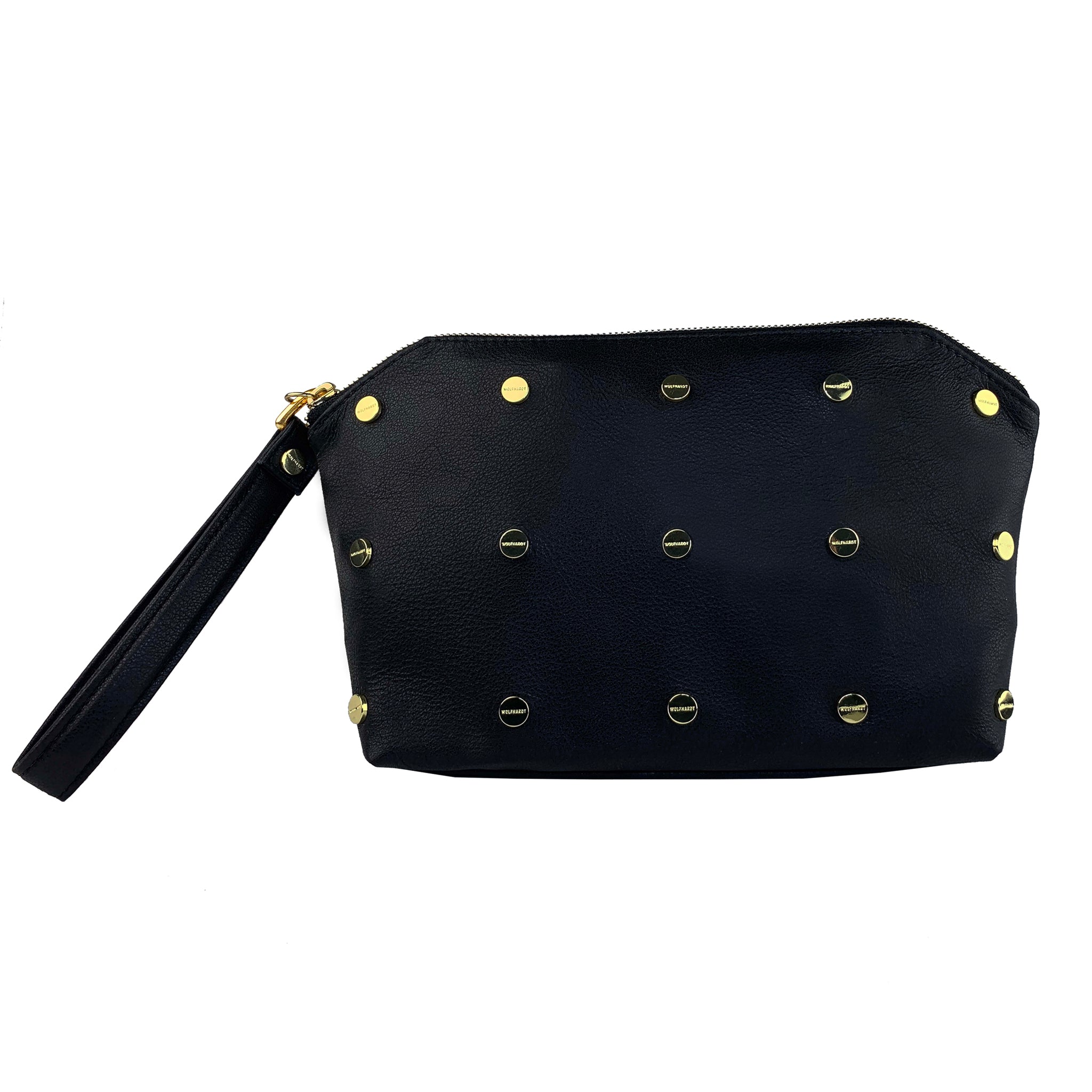 BLACK LEATHER WOMEN'S STUDDED EBEN CLUTCH