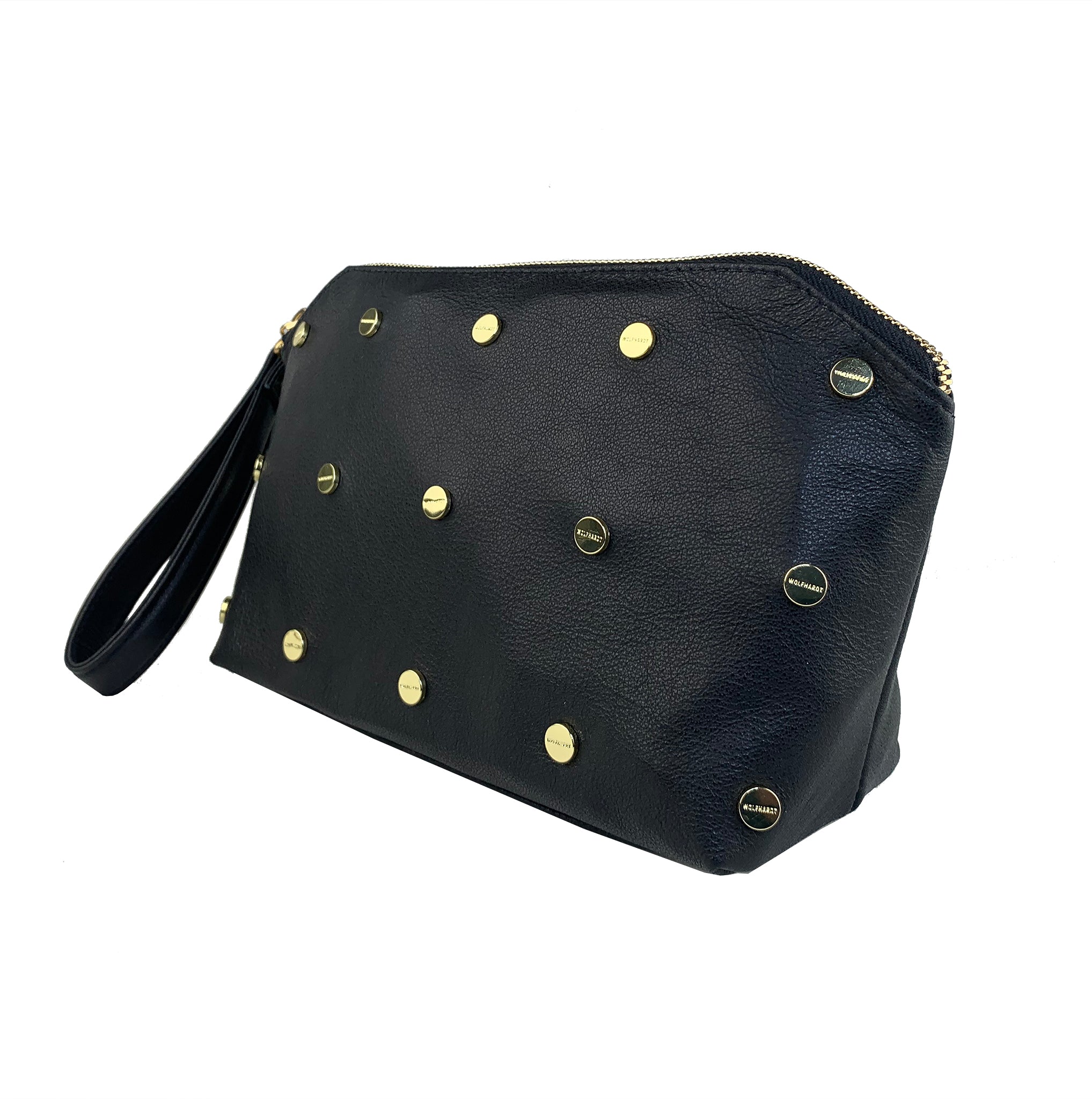 BLACK LEATHER WOMEN'S STUDDED EBEN CLUTCH